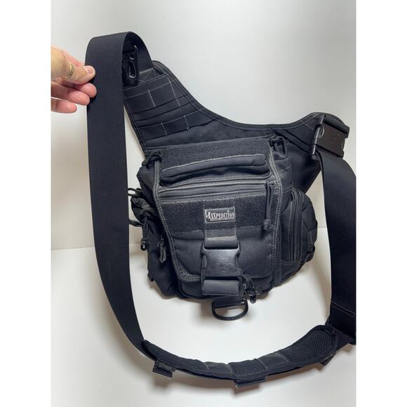 Expedition Hard Use Gear Tactical Black Jumbo Sling Bag Multi Pocket Utility - Picture 8 of 9